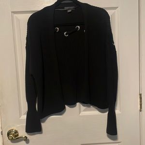 Primark Black Knitted Cardigan with Flared Sleeves - Size Medium